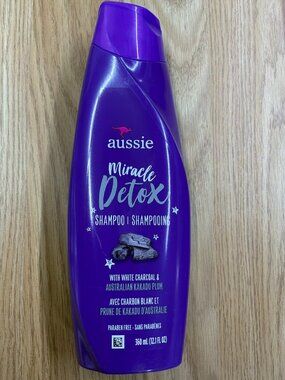 Aussie Miracle Detox Shampoo 12.1 oz White Charcoal Kakadu Plum Paraben Free